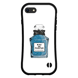 液晶保護フィルム付 iPhone 8アイフォン エイトdocomo au SoftBank落としても割れにくい驚きの衝撃吸収力豊富なオリジナルデザイン耐衝撃 ハイブリッドケース香水 type8 ラメブルー