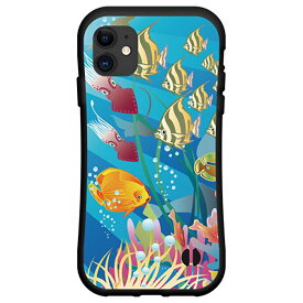 液晶保護ガラスフィルム付 iPhone 11 Proアイフォン イレブン プロdocomo au SoftBank落としても割れにくい驚きの衝撃吸収力豊富なオリジナルデザイン耐衝撃 ハイブリッドケース海の魚たち