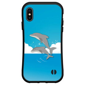 液晶保護フィルム付 iPhone Xアイフォン テンdocomo au SoftBank落としても割れにくい驚きの衝撃吸収力豊富なオリジナルデザイン耐衝撃 ハイブリッドケース海とイルカジャンプ