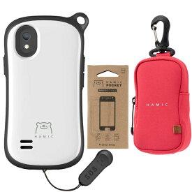 【セット】Hamic POCKET L 本体 (ホワイト) + 専用ポーチ (ピンク) + 専用ガラスフィルム セット【子供用 子ども用 小学生 スマートフォン (スマホ) キッズスマホ キッズケータイ 子供スマホ GPS 追跡 みまもり 防犯グッズ 防犯ブザー 携帯電話 子供防犯 こども防犯】