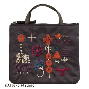 またのあつこ 小さな森 ブラウン 刺繍ポーチ 705-075