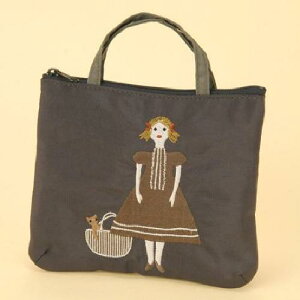またのあつこ 刺繍バッグ 刺繍ポーチ ドール ブラウン 705-628