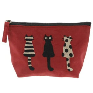 またのあつこ 仲良し猫 刺繍Tマチ付ポーチ 705-043