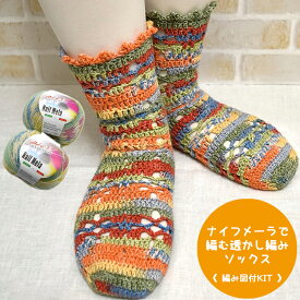 ＼期間限定／内藤商事 毛糸 ナイフメーラで編む透かし編みソックスキット ≪毛糸+編み図≫【NMY-15】 ナスカ 編み物 手編み 手芸 靴下 ソックヤーン 毛糸ZAKKAストアーズ