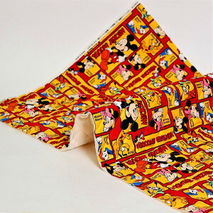 新作ミッキー&フレンズキルト生地 ディズニーキルト生地 GRQ-1119 【ミッキーと仲間/オックスキルト/レッスンバック/上履き入れ/入園入学用/国産生地】