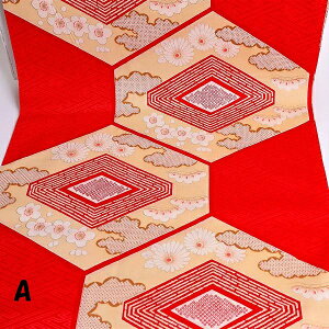 生地 綿サテンC 赤系 【レトロ柄/インテリア/布団/コットン100%/大柄/国産生地/即日配送可】