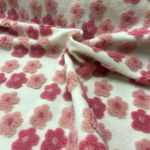 フリースジャガード生地 花柄 ハンドメイド 立体花柄ボア3色 片面ボア ケープ バック インテリア 冬生地