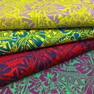 ハワイアン総柄生地 4色 T/Cブロード 205003-総柄【新柄/花柄/ハワイアン柄/トロピカル/パウスカート/サンドレス】