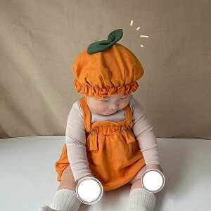 【予約】ハロウィン 帽子付き かぼちゃ サロペット ロンパース コスプレ パーティー 女の子 男の子 衣装コスチューム 仮装 キッズ服 子供服 ベビー服 60cm/70cm/80cm/90cm