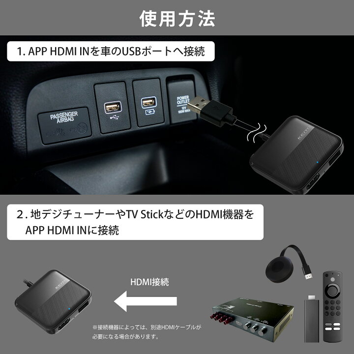 楽天市場】KEIYO APP HDMI IN fire stick tv カーテレビメイト 地デジ 