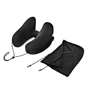 ネックピロー H型 飛行機 車用 首枕 携帯枕 空気 エアー 折りたたみ 軽い クッション 軽量 コンパクト トラベル 旅行用