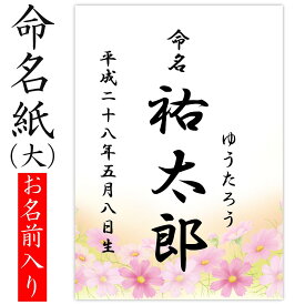 命名紙 用紙のみ デザイン命名紙（コスモス）【命名書台紙（大）専用】 赤ちゃん 命名書 命名紙 かわいい おしゃれ 代筆をお考えの方に人気 用紙 お七夜 命名式 お祝い ギフト 内祝い