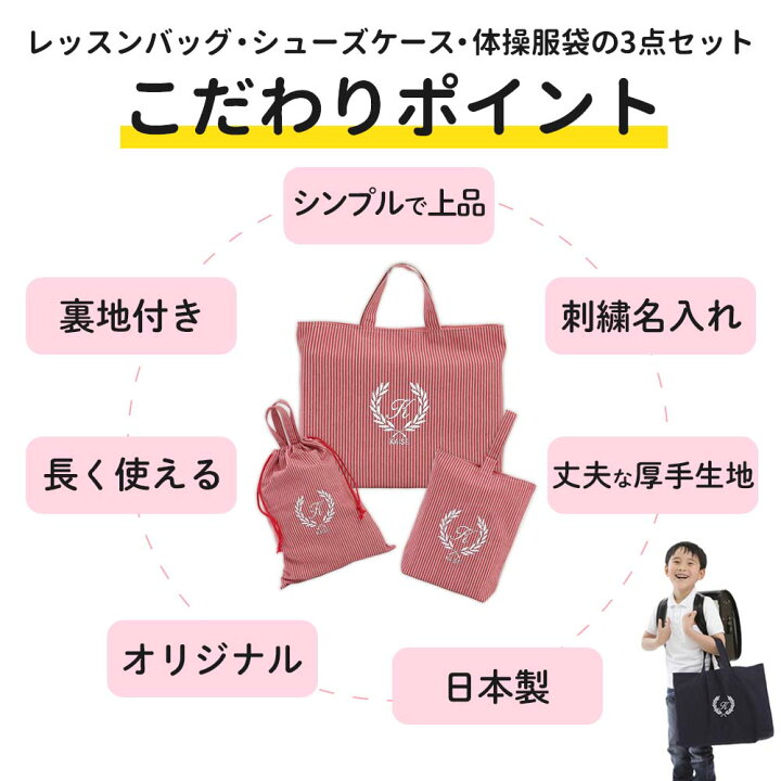 楽天市場】レッスンバッグ シューズケース 体操着袋 3点セット 男の子 