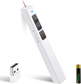 【タイムセール★400円クーポンで】レーザーポインター 赤色レーザー ペン型 射程距離100m【PSC 認定＋技適マーク付き製品】電池式 リモコン プレゼン シンプル レーザーポインター 使いやすい PPTスライド用リモート ワイヤレス プレゼンター リモートコントロール