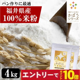 【エントリーでポイント10倍】国産 米粉 4kg（2kg×2袋）減農薬栽培米使用 パン 麺 パスタ クッキー うどん 福井県産 短粒種と長粒種のブレンドミックス 吸水量低い 超微粉 無添加 米粉パン グルテンフリー 業務用 大容量 きぼうの米粉 お菓子 料理 パンケーキ ホットケーキ