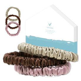 ＼マラソン特価！1280円⇒1000円／ 【楽天1位】 シルク ヘアゴム シュシュ 3本セット 最高グレード 6A 天然 シルク製 大人 3個セット 跡がつきにくい 跡がつかない 跡つかない おしゃれ シンプル シルクのヘアゴム 夏 VITOMS