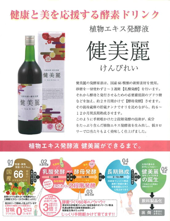 楽天市場】【2本セット】植物エキス発酵液 健美麗 720ml (送料無料 