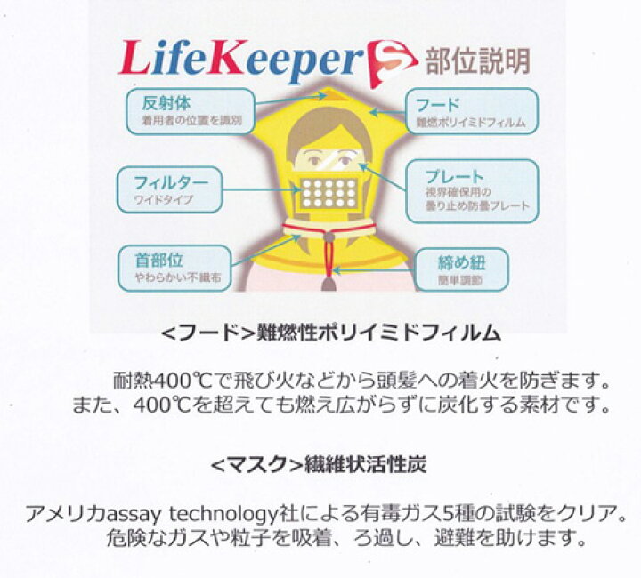楽天市場】【3個セット】 火災避難用 防煙フード型マスク ライフ 