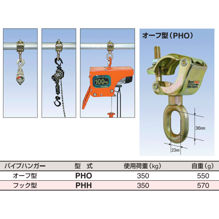 楽天市場】スリーエッチ パイプハンガー PHO ホイスト オーフ型