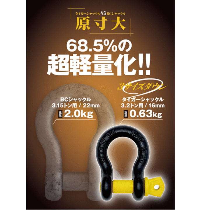 楽天市場】タイガーシャックル 13mm 使用荷重2.0ton 超小型軽量