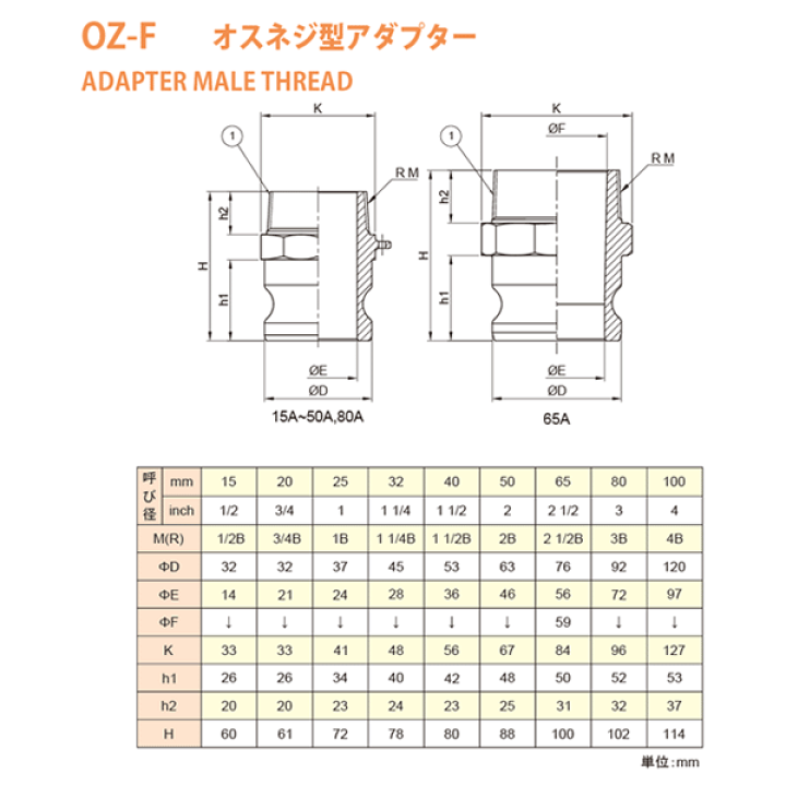 楽天市場】小澤物産 21/2インチ 65A OZCレバーカップリング