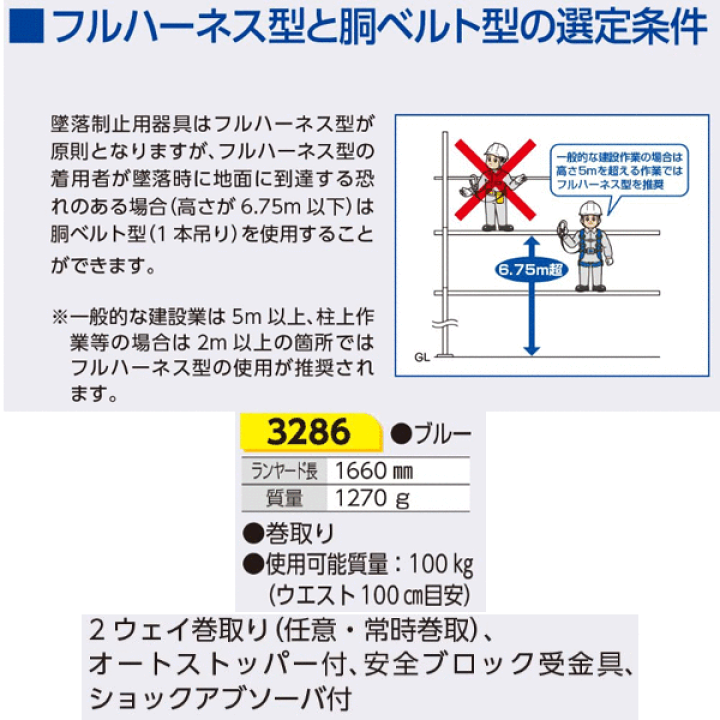 楽天市場】つくし工房 3286 胴ベルト型墜落制止用器具(巻取り 楽天市場】つくし工房 3286 胴ベルト型墜落制止用器具(巻取り