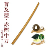 剣道 中刀 【普及型】 赤樫木刀 (中刀) 鍔、鍔止め付 【 剣道 赤樫 木刀 中刀 審査用 剣道形用 素振り 護…