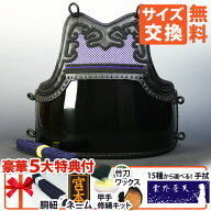 [剣道屋] 胴単品 三階松飾り/紫白花菱刺 50本胴裏朱塗 (子供〜大人サイズ) [胴紐・ネーム付] 剣道 防具 …