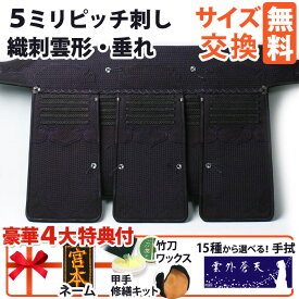 【在庫限り・完売品】 剣道 防具 垂れ 単品 ●5ミリジャストフィットピッチ刺し 織刺雲形飾り[Tc]＜サイズ限定＞　●説明書