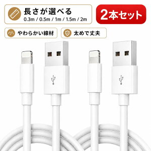 �I�ׂ�2�{�Z�b�g iPhone �[�d�P�[�u�� Lightning�P�[�u�� USB ���i�� �����]�� �[�d�� ���C�g�j���O �f������ ��v iPhone/iPad�Ή� 2.4A �}���[�d 90���ۏ� 0.25m/1m/1.5m/2m