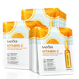 【香水2本プレゼント】天然ビタミンcパック 個包装、アンプル エッセンス マスク 大容量【ビタミンc 美容液】活性成分配合、化粧前 パック、メイク崩れ知らず パック、ビタミン パック、朝用マスク、極薄シルク生地、ピタッと密着、角質ケア 顔、美容パック[10枚セット]