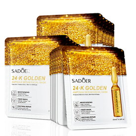 【香水2本プレゼント】ゴールドエッセンスマスク 個包装、アンプル エッセンス マスク 大容量【24Kゴールド美容液】メイク崩れ知らず パック、化粧前 パック、デイリーパック、朝用マスク、極薄シルク生地、ピタッと密着、角質ケア 顔、毎日パック、美容液パック[10枚セット]