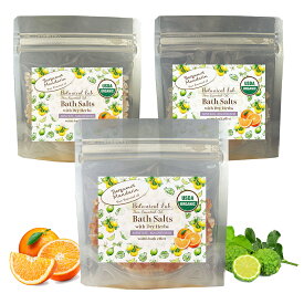 バスソルト アロマバスソルト ベルガモット マンダリン (増量100g??3パック) ハーブ入り入浴剤 お風呂 ぽかぽか 天然ミネラル オーガニック エッセンシャルオイル ボタニカル バスタイム/