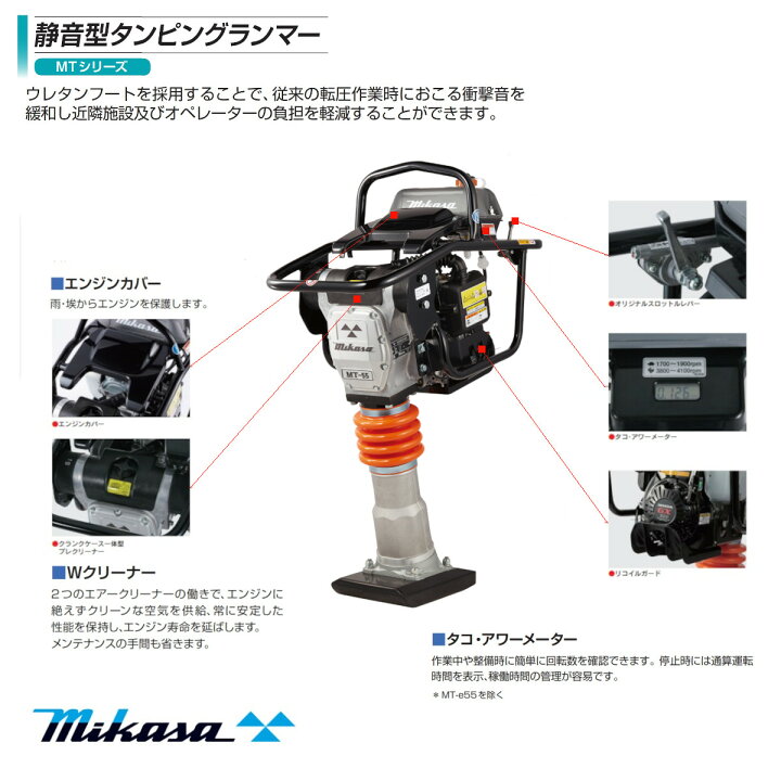 楽天市場】三笠産業 タンピングランマー MT-55H-SS 静音型 三笠 