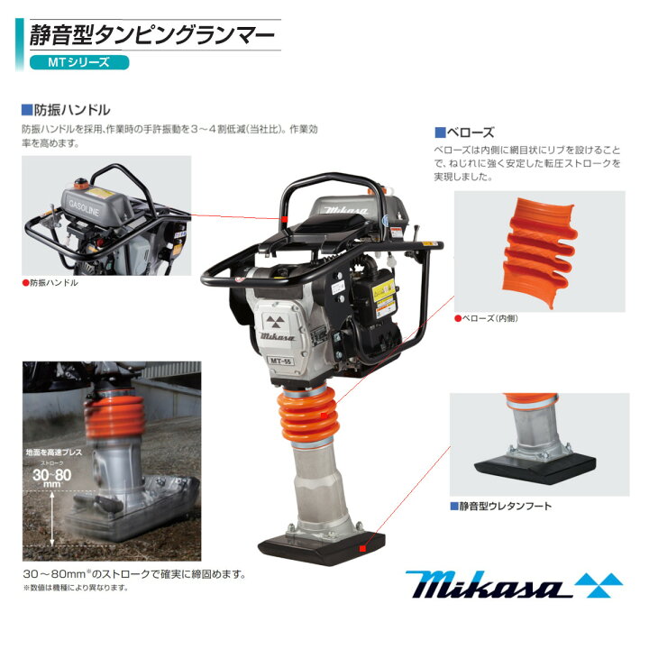 楽天市場】三笠産業 タンピングランマー MT-55H-SS 静音型 三笠 