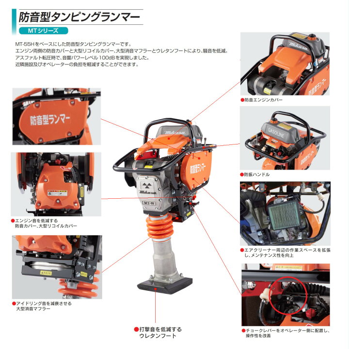 楽天市場】三笠産業 タンピングランマー MT-55H-SGK 防音型 三笠 