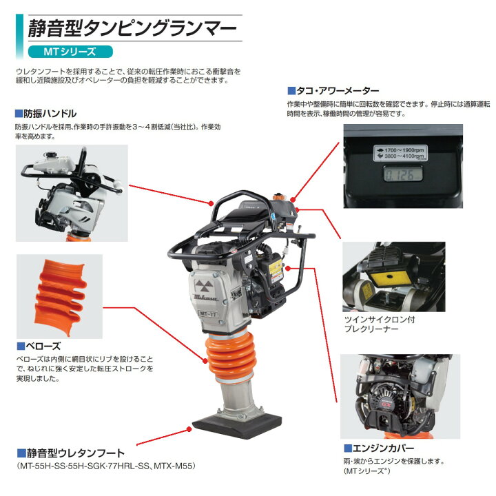 楽天市場】三笠産業 タンピングランマー MT-77HRL-SS 建設機械 