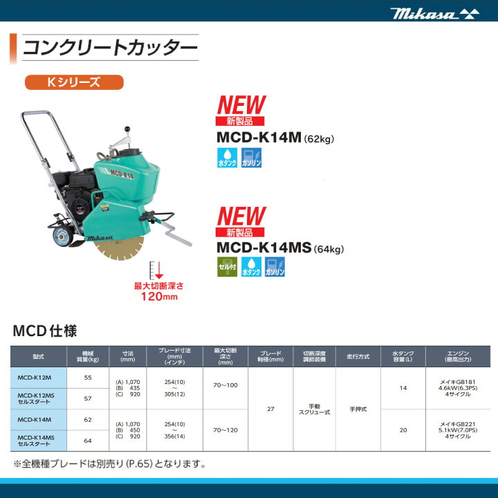 楽天市場】三笠産業 電動 コンクリートカッター MCD-K14MS セル 