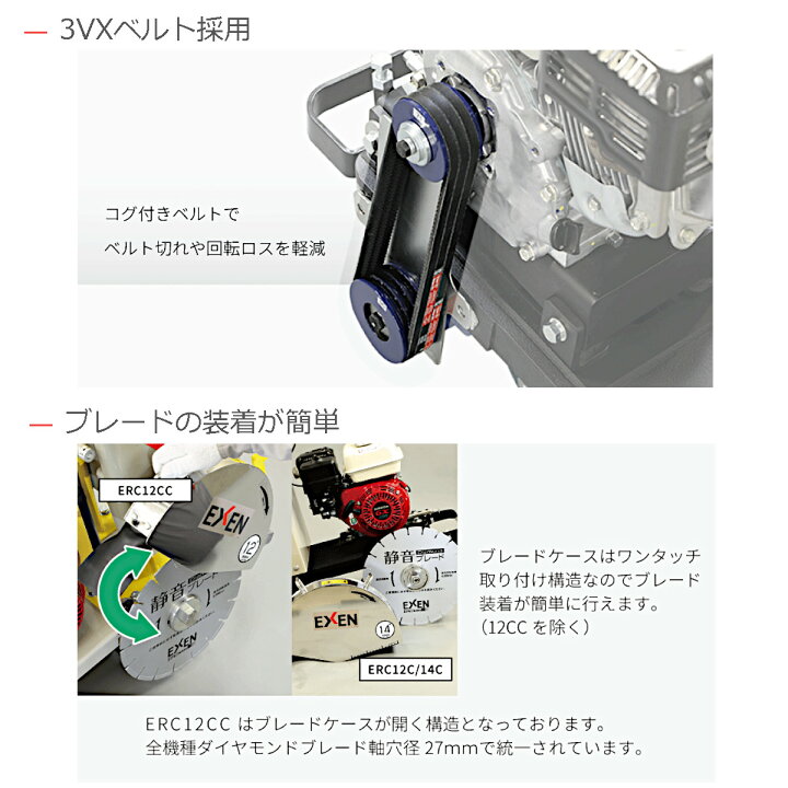楽天市場】エクセン コンクリートカッター ERC12CC 12吋 ロード 