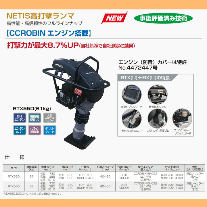 楽天市場】明和製作所 ランマー RTX55D エンジンカバー 装備 防音 