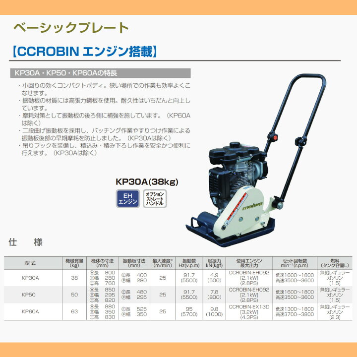 楽天市場】明和製作所 プレートコンパクター KP30A 中折れハンドル 中 