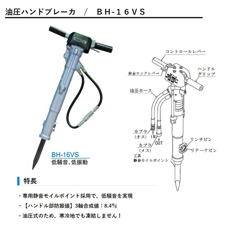 楽天市場】丸善工業 油圧ブレーカー BH-16VS ハンドブレーカー 油圧式 