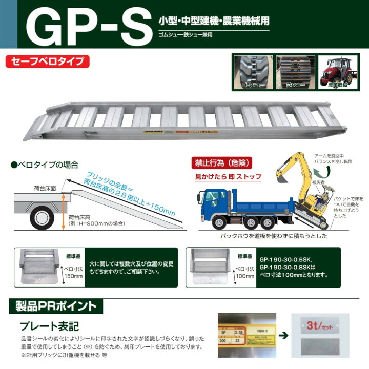 楽天市場】昭和ブリッジ アルミブリッジ 2t 2本セット ベロ式 GP-300 