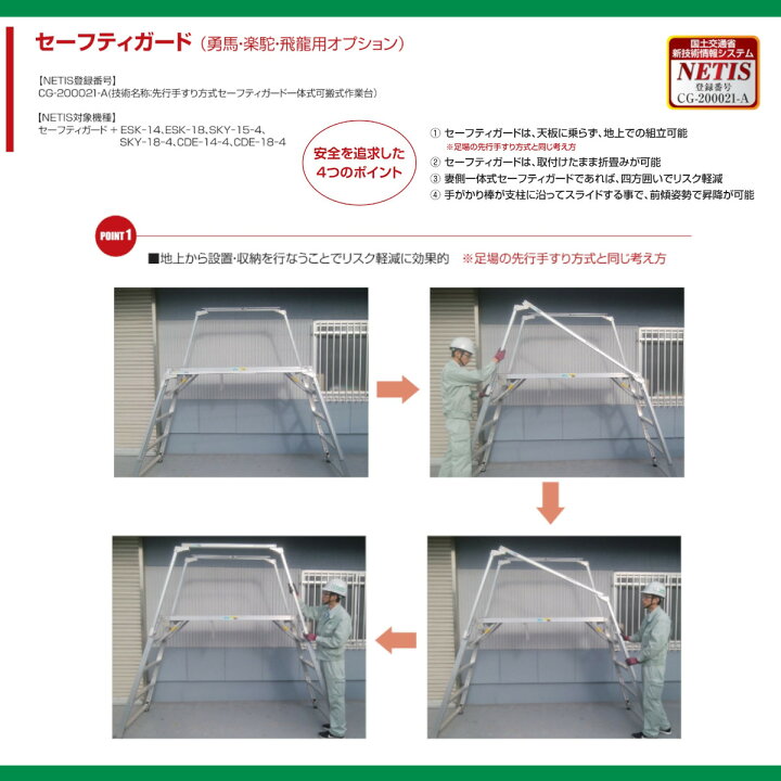 楽天市場】ナカオ 脚立 足場台 ESK-18 勇馬 妻側一体式セーフティ 