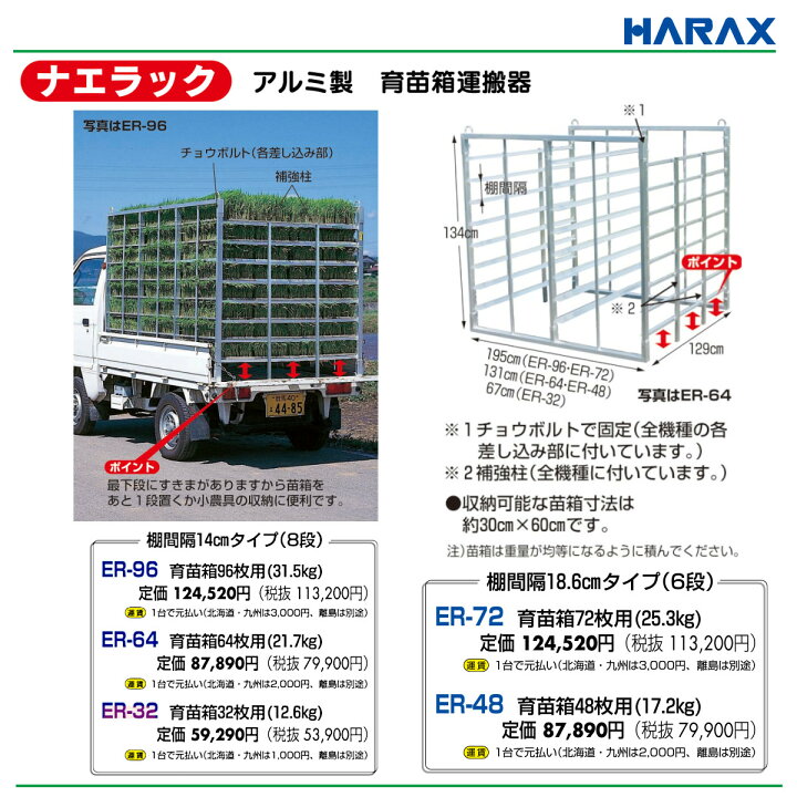 楽天市場】ハラックス ナエラック ER-32 苗箱 32枚用 8段 育苗箱 運搬 