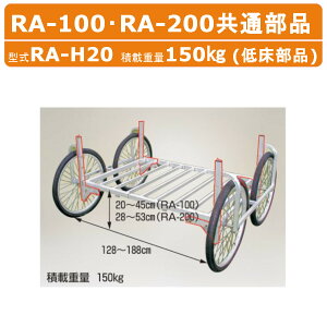 ハラックス 楽太郎幅広部品 RA-H20 RAH20 荷台を低くする部品 RA-100・RA-200共通部品 別売部品 アタッチメント オプション品 収穫台車 アルミ 台車 作業台 栽培 移動 車輪 収納 収穫 農業 農家 作業