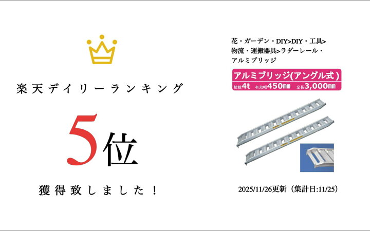 楽天市場】日軽金アクト アルミブリッジ 4t 2本セット アングル式 PX40 