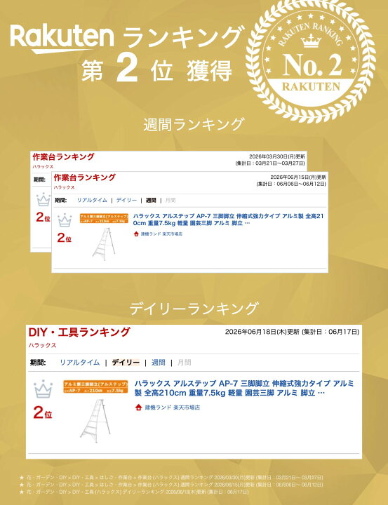 楽天市場】ハラックス アルステップ AP-7 三脚脚立 伸縮式強力タイプ 