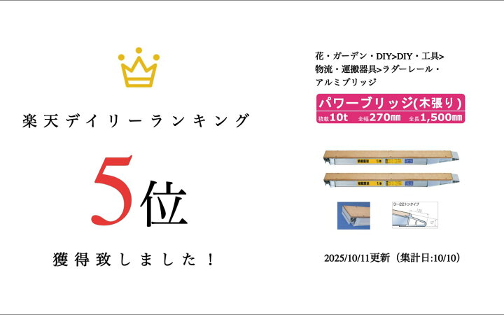 楽天市場】日軽金アクト パワーブリッジ 10t 2本セット アングル式 