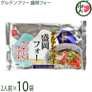兼平製麺所 グルテンフリー盛岡フォー2人前牛だしスープ付×10袋 エスニックスープ 7大アレルゲン不使用 米粉 ライスヌードル